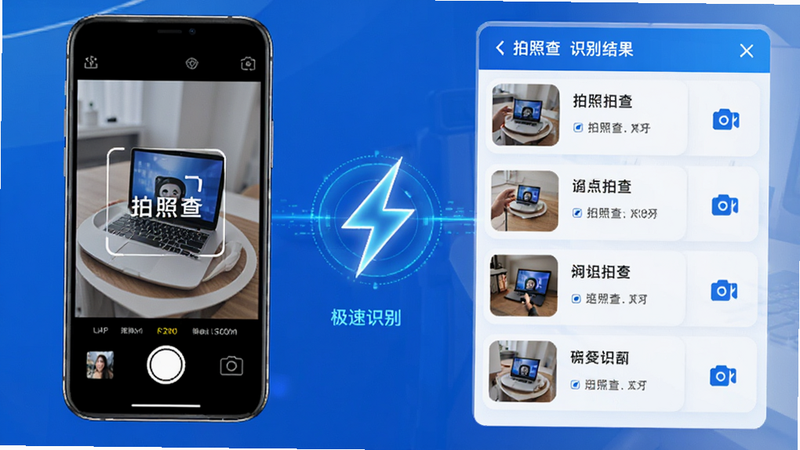 չʾ�����ղ顱APPʶ������ʾ��ͼ��������ֻ�����ͷȡ�����Ҳ���ʶ�����б����м���һ������������ӣ���ʾ����ʶ�𣬷��Ƽ���ǿ��ɫ������ɫ�Ͱ�ɫΪ�����Ű����룬ϸ�ڷḻ�����廭��