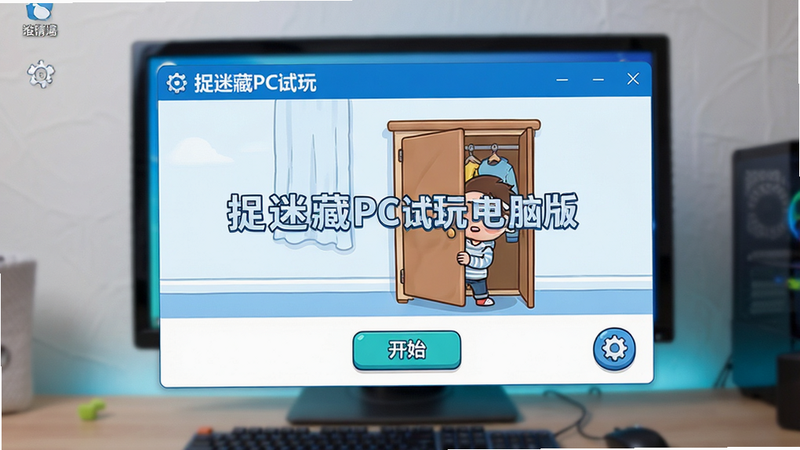 һ�Ÿ���ĵ������汳��ͼ�������ǡ�׽�Բ�PC������԰桱���������ڣ���������ʾ�ſ�ͨ����׽�Բ���Ϸ��������ɫ�����¹���أ���Χ�м򵥵�UI����Ԫ���翪ʼ��ť������ͼ�꣬����������������ɫ��������Ϊ��������ϸ�壬�޶�������Ԫ�أ����־���