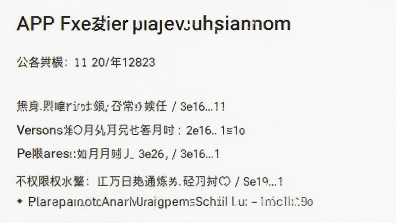 APP开发者信息页面截图,显示公司名称、版本号、权限列表,白色背景,清晰文字,专业可信风格