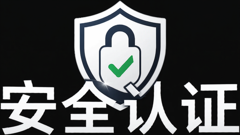 鹿公子安全认证标识,主体为盾牌与锁的组合图形,布局居中,风格极简,细节处有绿色对勾符号,画质高清,干净,无多余元素,文字包含