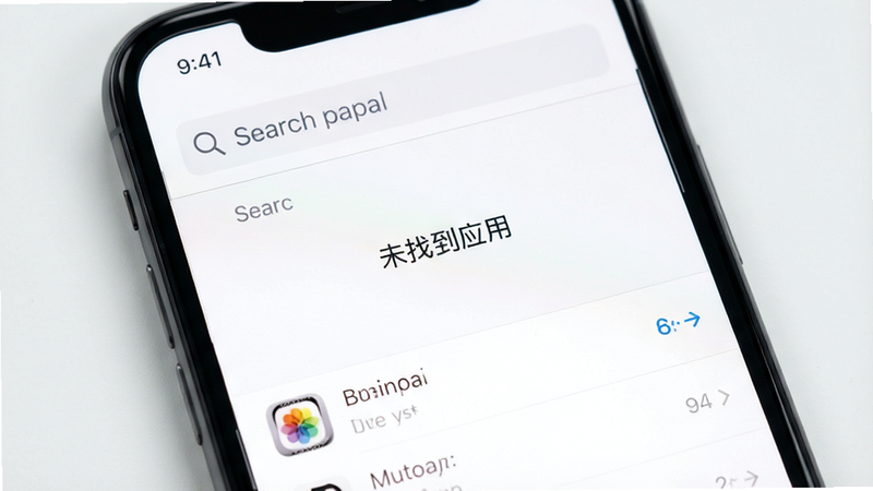 ������iPhone���ؽ��棬����Ϊ�����������б�����ʾ��δ�ҵ�Ӧ�á���ʾ������Ϊ��ɫ���Ű��׼�����ΪiOSԭ����ƣ�ϸ��չʾ����ͼ�������֣����ʸ��壬�ɾ����޶���Ԫ��