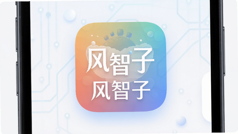 主体为手机界面展示风智子应用图标,布局居中,排版简洁,风格扁平化现代科技风,细节包含柔和光影和圆角设计,画质高清,干净,无多余元素,文字