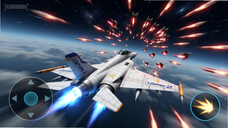 ����ΪLightning Fighter 2ս���������ӽǸ���һ�ܰ�ɫս�����ҷ��У�ǰ�����ܼ��ĺ�ɫ�з��ӵ�Ⱥ��ս���·��������ɫ���棬��Ļ���½���ʾ����ҡ�ˣ����½��ǿ���ť������Ϊģ�����Ʋ���ǿգ�ͻ���ٶȸкͽ��ŷ�Χ�����Ϊ��̬��Ϸ��ͼ��ϸ�ڷḻ����ӰЧ�����棬��������