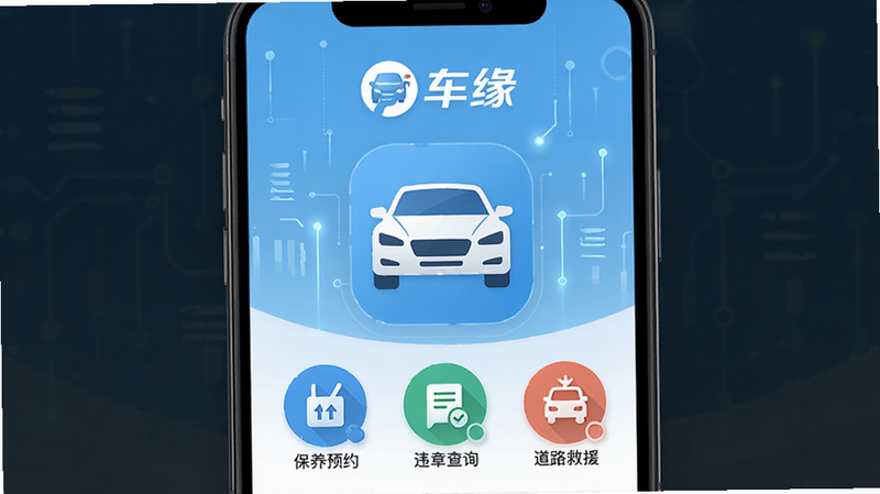 �ֻ�����չʾ��ԵAPP��ҳ������Ϊǳ��ɫ�Ƽ��磬�м���ʾһ����ɫ�γ�ͼ�꣬�Ϸ��С���Ե��Logo���·����С�����ԤԼ������Υ�²�ѯ��������·��Ԯ������Բ�ι��ܰ�ť����ƽ����ƣ�������Ⱦ���޶���Ԫ��