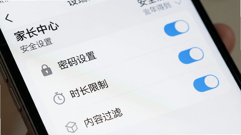 少年得到知识星球手机端设置界面特写,主体为“家长中心”设置页,布局为列表式选项,包含