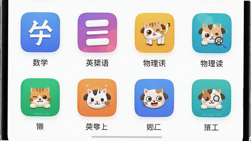 һ��չʾ��˾����������App��ѧ�Ʒ������Ľ�ͼ����Ļ��ʾ��ѧ��Ӣ�������ͼ���������У�����Ϊ��ɫ��ͼ�����������Ȥ����������ˣ�ϸ�ھ��£������������ɾ����޶���Ԫ��