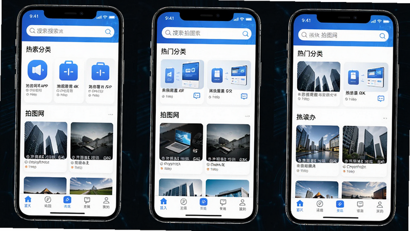����Ϊ��ͼ��APP����ȫ��չʾ���������������������������в����ŷ���ͼ�ꡢ�ײ����������Ű��������򣬷���ִ���Լ����磬ϸ�����ָ���ͼƬ����ͼ���Ȩ��ʶ������4K���壬�ɾ��޶���Ԫ�أ�������ʾ