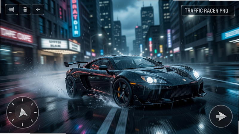 Traffic Racer Pro ��Ϸ�������ʻ������һ����ɫ�ܳ���ʪ���ĳ��нֵ���Ư�ƣ�����ˮ����������ģ�����޺�ƹ�ͳ��н�������������ɼ����������ǿ�ҵĵ�Ӱ�У���ӰЧ�����棬ɫ�������ϸ�ھ��£���ˮӡ����������Ⱦ