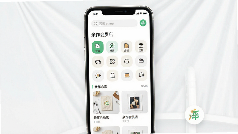 һ���ִ���Լ�����ƶ�Ӧ�ý���չʾͼ������Ϊ��������Ա�ꡱAPP��ҳ�����ְ����������������м����ͼ�������·���Ʒ��Ƭ�б����Ű����룬�������������ϸ�ڴ�����Ʒ��Logo�����ʸ��壬�ɾ��޶���Ԫ�أ����֡�������Ա�ꡱ�����ɼ�