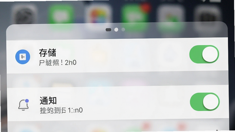 一张手机设置界面截图,显示权限管理页面,高亮显示'存储'和'通知'权限开关,背景模糊,主体清晰,布局列表式,排版整齐,风格系统原生,细节显示权限图标,画质清晰,干净,无多余元素