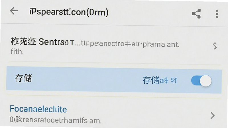 主体为安卓手机设置界面截图,显示应用权限管理页面,高亮显示“存储”权限开关,布局标准安卓风格,风格扁平化,细节清晰,画质高清,干净,无多余元素