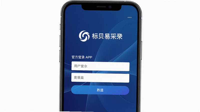 标贝易采APP登录界面,显示官方Logo和用户输入框,背景为深蓝色渐变,象征科技与信任,界面简洁大方,高清细节,无杂乱元素