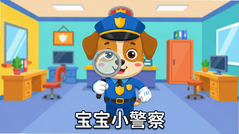 һ�Ÿ��忨ͨ�����ֻ���ĻԤ��ͼ�������ǡ�����С���족��Ϸ���棬����������һֻ������ɫ���������Ű�ɫ���׵Ŀ�ͨС����ɫ���ֳַŴ󾵣�������ɫ�������ľ���ִ�������Χ�����ɿ�ͨ�Ҿߣ����岼�־��жԳƣ��Ű����������Ϊ��ƽ��ʸ���廭��ϸ�ڷḻ�����ʳ��壬�ɾ����޶���Ԫ�أ�ͼƬ�·����ֱ�ע������С���족