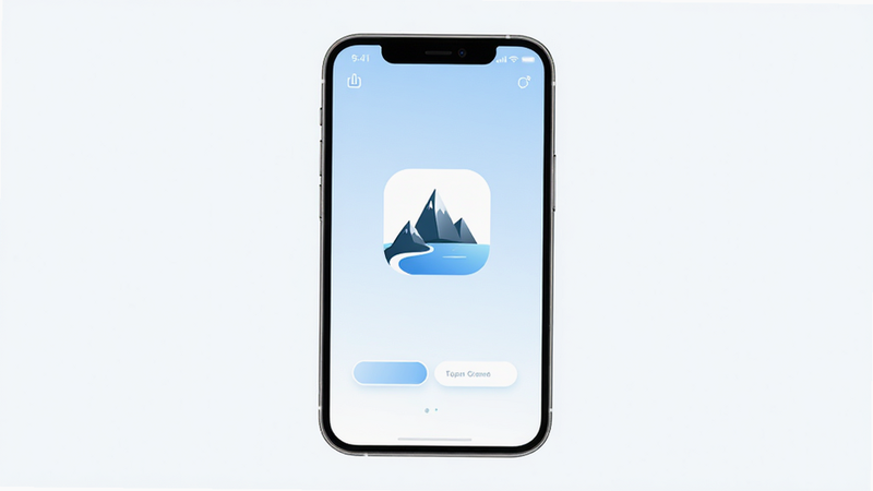 生成一张山岬健康APP的启动页设计概念图,主体为简洁的Logo居中展示,背景为淡蓝色渐变,布局极简,排版留白充足,风格现代科技,细节精致,画质超清,干净,无多余元素