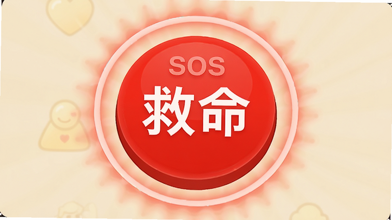 ��дi΢Т���ϰ�APP�����еĺ�ɫSOS��ť����ť��Χ�з���ľ�ʾȦ������Ϊ��͵���ɫ������ͻ�������ֶԳƣ�����������Ŀ��ϸ����ʾ��ť�ϵİ�ɫ�������������������������޶���װ��