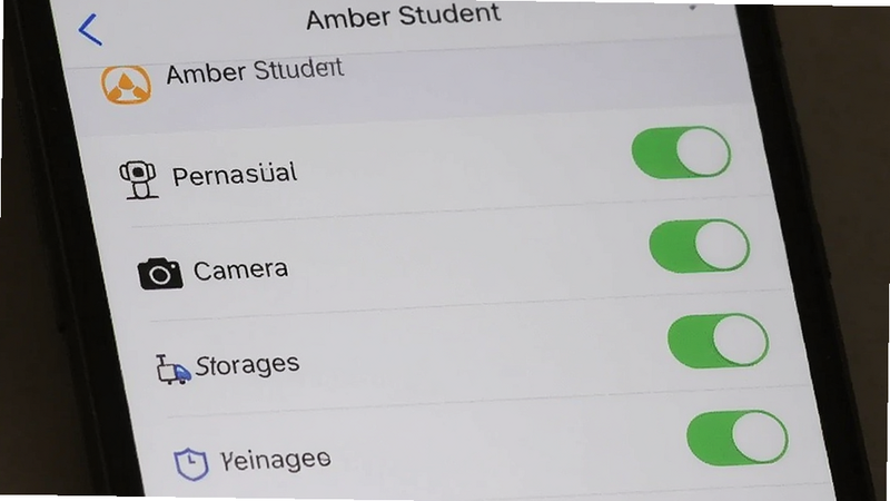 ����Ϊ�ֻ����ý����ͼ����ʾ Amber Student ��Ȩ�޹���ҳ�棬�б������г�λ�á�������洢��Ȩ�޿���״̬������Ϊǳ��ɫ�����������ɶ������沼�ּ�࣬�޶��൯����������Ļ������ϸ��׼ȷ����ģ��