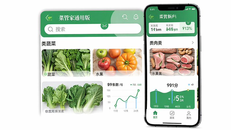 ����Ϊ�˹ܼ�ͨ�ð�APP����չʾ����������������Ϊ���������м�Ϊ���������߲ˡ�ˮ�������ࣩ���ײ�Ϊ�����������Ϊ��ƽ������磬ϸ�ڰ�������������ͳ��ͼ������ɫ����ɫ�����ʸ��壬�ɾ����޶���Ԫ��