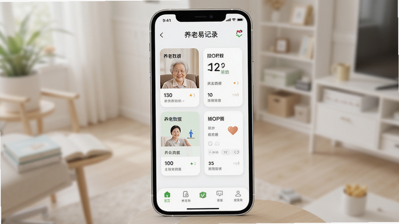 ����Ϊ�������׼�¼��APP�ֻ��˽��棬����������������ʾӦ�����ƣ��м�չʾ�������ݿ�Ƭ���ײ�Ϊ���ܵ�����������Լ�ִ���ϸ�ھ��£����ʸ��壬�ɾ����޶���Ԫ��