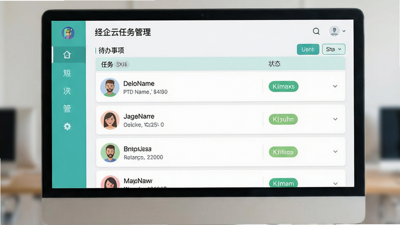 绛企云任务管理界面,展示待办事项列表,包含头像、任务名称、状态标签,色调清新,布局整齐,文字清晰,高清,无杂乱背景