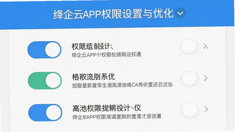 绛企云APP权限设置与优化界面截图,展示开关选项与说明文字,清晰明了,蓝色主题,高清,无干扰元素