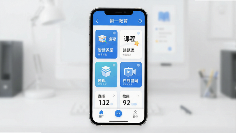 ��һ����APP����ȫ��չʾ������Ϊ�ִ���Լ�����ֻ���Ļ������������Ϊ�������������в����Ĺ��ܿ�Ƭ����γ̡���⡢ֱ�������ײ����������Ű��������򣬷��Ϊ��ƽ���Ƽ��磬ϸ�ڴ�������ɫ���ɫ��ɫ�������ʸ��壬�ɾ��޶���Ԫ�أ����ֱ�ע����һ�����������ǻۿ��á��������ߴ��ɡ��Ⱥ���ģ�飬ͻ��רҵ��������