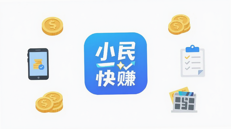 С���׬APP������չʾ����ɫ����������Ϊ��ɫ����ġ�С���׬��Logo����Χ�����Ž�ҡ��ֻ��������嵥�ȱ�ƽ��ͼ�꣬���ֶԳƣ�����ִ���Լ�����壬�޶���Ԫ��