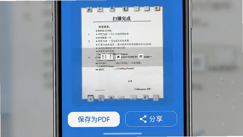 �ֻ���Ļ��ʾɨ����ɵ��Ծ�Ԥ�����棬�·��С�����ΪPDF���͡�������������ť�����������ˣ���ɫ��ɫ�����߱���UI��ƣ���ˮӡ