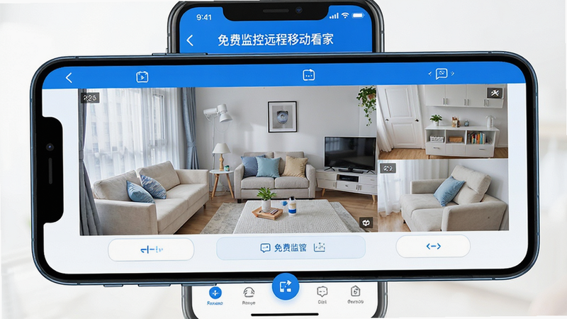 ����Ϊ�ֻ���Ļ��д����ʾ����Ѽ��Զ���ƶ����ҡ�App���棬����Ϊȫ����ػ��棬�Ű��࣬���Ϊ�ִ��Ƽ���������ɫ��ϸ�ڰ���������ʵʱ��Ƶ֡�͵ײ����ư�ť�����ʸ��壬�ɾ����޶���Ԫ��