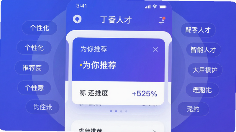 ����Ϊ�����˲�APP�������Ƽ����棬����Ϊ����ͻ���Ƽ���Ƭ����Χ���Ƹ��Ի���ǩ���Ű��ִ���Լ�����Ϊ�Ƽ�����ɫ����ϸ����ʾ��Ϊ���Ƽ���������ƥ��Ȱٷֱȣ����ʸߣ��ɾ����޶���Ԫ��