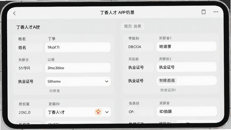 ����Ϊ�����˲�APP�ļ����༭ҳ�棬����Ϊ����ʽ������Ű������ֿ飬���Ϊǳ��ɫ������ϸ����ʾ������ѧ����ִҵ֤�ŵ��ֶΣ������������ɾ����޶���Ԫ��