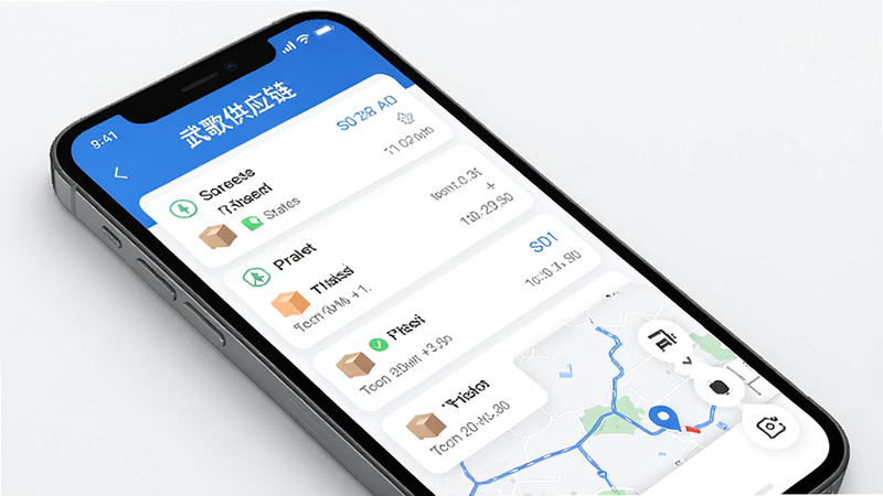 ����Ϊ�ֻ���Ļ���棬��ʾ��蹩Ӧ��APP��ҳ�������������������б����ͼ׷��ģ�飬�Ű������ִ��������������ɫ����ϸ��չʾ����״̬ͼ����ʱ��������ʸ��壬�ɾ����޶���Ԫ�أ����ְ���