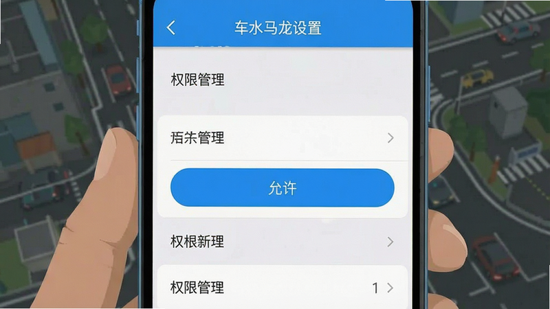 生成一张手机设置界面的截图示意图,主体是权限管理页面,布局清晰,排版规范,风格为扁平化UI设计,细节突出