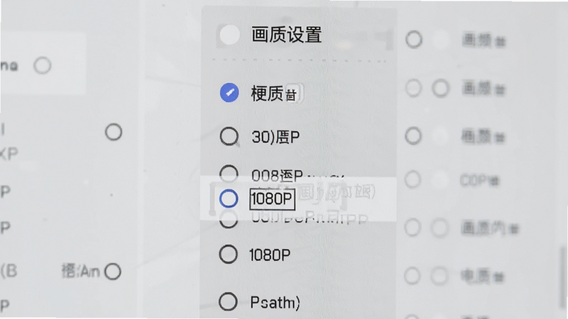 主体为视频导出设置界面特写,布局为单选按钮列表,排版居中,风格为极简白色背景,细节处高亮显示