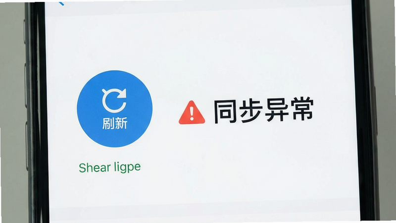 主体为手机故障排查界面,显示刷新按钮与连接状态,布局左侧图标右侧文字,排版清晰,风格扁平化,细节有红色警告标志,画质清晰,干净,无多余元素,文字显示