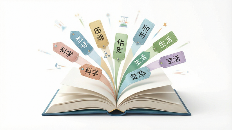 ����Ϊһ���򿪵��鼮ͼ�Σ���ҳ�Ϸɳ����ַ����ǩ�硰��ѧ��������ʷ���������������Ϊ��ɫ�����ֳʷ���״���Ű�����������Լ���£�ϸ�ھ��£����ʸ��壬�ɾ����޶���Ԫ��