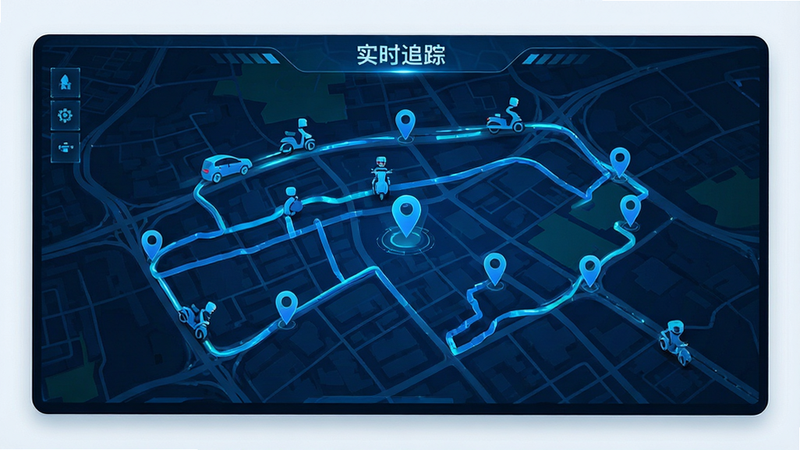 ����Ϊ��ͼ���棬������ʾ������̬�켣����λ�ñ�ǵ㣬�Ű��Ե�ͼΪ���ģ����Ϊ�Ƽ�����ɫ����ϸ�ڴ��г���������ͼ���ƶ������ֱ�ע��ʵʱ׷�١��������������ɾ����޶���Ԫ��