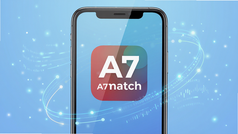����Ϊһ���ִ������ֻ�����Ļ������ʾA7match��Ӧ��ͼ�꣬����Ϊ��͵���ɫ����ɫ�������ϣ��ֻ�ռ�ݻ������ģ���Χ�����ų���������������������������ӡ��Ű��࣬ͻ��Ӧ�����ơ����Ϊ��ƽ���Ƽ��磬ɫ������������ϸ�ڰ�����Ļ�ϵĹ�����ͱ����е�΢�����ӡ����ʸ��壬�ɾ����޶���Ԫ�أ����֡� A7match �������ɼ���