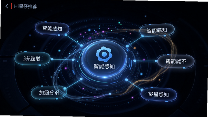 ����ΪHi���������Ƽ����棬����Ϊ���ķ���״������Ϊ���Ĺ���ͼ�꣬��Χ���ƶ�̬��ǩ���Ű���в�θУ����Ϊδ���Ƽ��У�ϸ�ڰ�������������Ч�������Ķ����켣�����ʳ��壬�ɾ����޶���Ԫ�أ�������ʾ