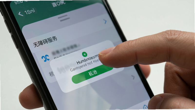 主体为一只手正在操作手机设置界面,手指点击“无障碍服务”选项,屏幕显示权限开启确认弹窗,布局特写手部动作与屏幕细节,风格真实生活化,细节体现屏幕反光与手指纹理,画质清晰,干净,无多余元素