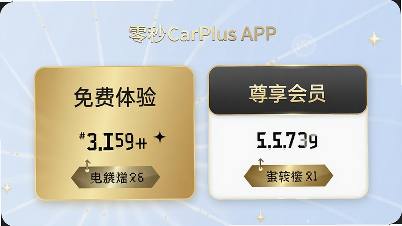 ����CarPlus APP�Ļ�Աҳ�棬��ʾ��������顱�͡�������Ա������ѡ��۸��ǩ������������ƾ��£���ɫ��׺��ͻ���߼��У�����Ϊ����ɫ������UI���