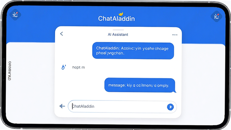 主体为ChatAladdin应用界面全屏展示,布局为居中卡片式对话窗口,排版清晰,包含输入框和消息气泡,风格为现代扁平化科技风,细节显示蓝色主色调与白色背景对比,画质高清,干净,无多余元素,图中包含文字
