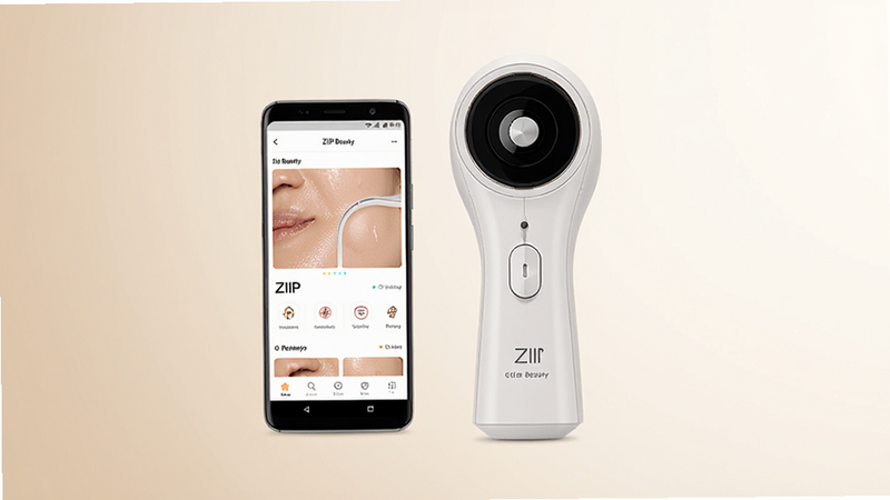 һ���ִ�������Ĳ�Ʒ����ͼ������Ϊ��ɫ ZIIP Beauty ������������һ����ʾ�� ZIIP Beauty APP ����İ�׿�ֻ�������Ϊ��͵���ɫ���䣬���־��У��Ű��������������¿Ƽ��У�ϸ��չʾƤ�������ʸУ����ʸ��� 4k���ɾ��޶���Ԫ��