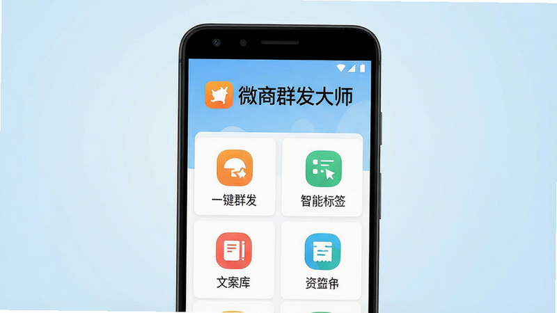 一张现代简约风格的手机应用界面展示图,主体为安卓手机屏幕,显示名为