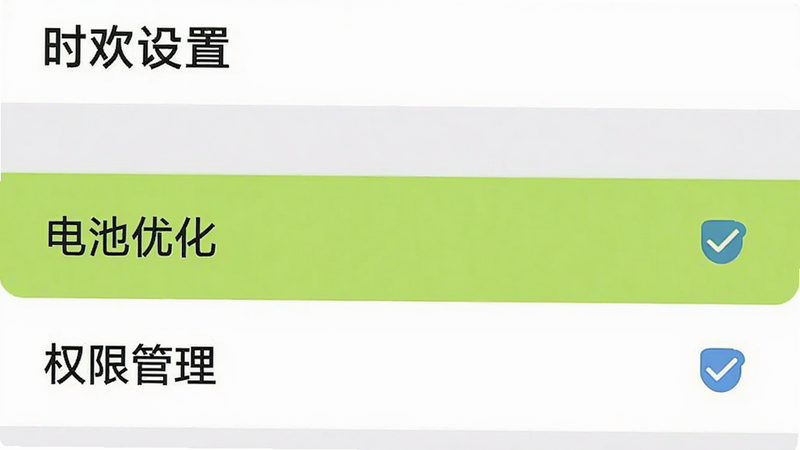 手机屏幕截图风格图,主体为设置界面,布局为列表式,高亮显示