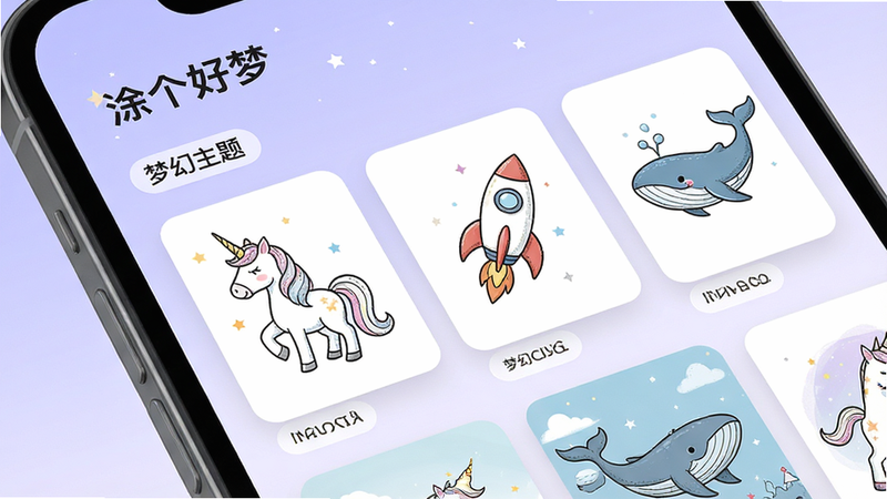�ֻ���Ļ��д����ʾ��Ϳ�����Ρ�APP�ڵĻ汾�б����棬��Ƭʽ���֣�ÿ����Ƭչʾ��ͬ���߸���棬������ޡ���������㣬����Ϊ����ɫ���䣬���ֱ�ǩ���λ����⡱�����ɼ������壬ϸ�ڷḻ���ɾ�