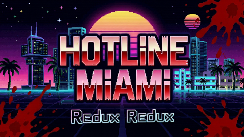 ����ΪHotline Miami: Redux Redux��Ϸ�����棬���ֲ��ø������ط����޺�ɫ���Ű棬���Ϊ80���������ˣ�ϸ�ڰ�����˸������������߱������ɫѪ�����������ʸ��壬�ɾ����޶���Ԫ�أ�����'Hotline Miami'��Ŀ����