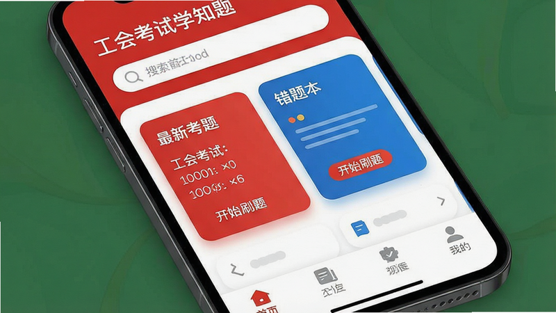 ����Ϊ�ֻ���Ļչʾ�����ῼ��ѧ֪�⡱APP��ҳ���棬����������������ʾ���������в�Ϊ�����¿��⡱�롰���Ȿ����Ƭ���ײ�Ϊ�����������Ϊ�ִ���ƽ��UI��ƣ�ɫ���Թ������Ƽ���Ϊ����ϸ�ڴ��������Ӱ�����ʸ��壬�������ݰ��������ῼ��ѧ֪�⡱������ʼˢ�⡱������ɾ��޶���Ԫ��