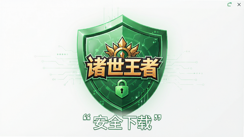 �������߰�ȫ���ؽ��棬����Ϊ��ɫ����ͼ�꣬�м�Ƕ����ϷLogo���������ĶԳƣ����Ϊ�Ƽ���Լ��ϸ��չ�����ΰ�ȫ��ʶ�����ʸ��壬�ɾ����������֡���ȫ���ء�������