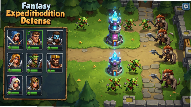 ����Ϊ��Fantasy Expedition Defense����Ϸ������ȫ�������ֳ��ֺ���ս���ӽǣ����ΪӢ�۽�ɫ����չʾ�����Ҳ�Ϊ�з��������·�ߣ��Ű�����ֱ�ۣ����Ϊŷ����ÿ�ͨ��Ⱦ��ϸ�ڰ��������ħ�������������ܵĸ粼�ֹ���ݵ���ʯ·���Σ����ְ������⡰Fantasy Expedition Defense�������ʸ���8k���ɾ��޶���Ԫ��