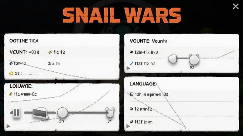 Snail Wars ���ý����ͼ����ʾ����ѡ��������ơ��������õȣ�����Ϊ��ɫģʽ�����������ɶ������ּ�࣬�޹����ţ��������չʾ